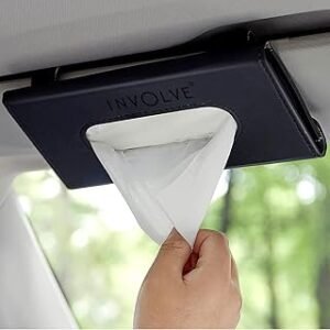 Involve Car Visor Leather Tissue Holder (Black) | Sun Visor Napkin Case | Car Interior Decoration Accessory