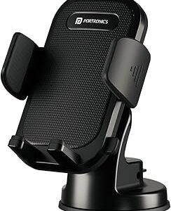 Portronics Clamp M4 – Premium Car Phone Holder | 360° Rotation | Shockproof Grip | Strong Suction Cup Mount | Universal Mobile Stand for Cars 🚗📱